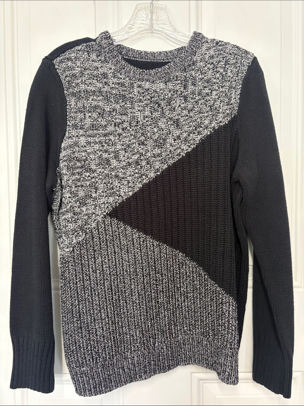 Men's Black and Gray Colorblock Knit Sweater